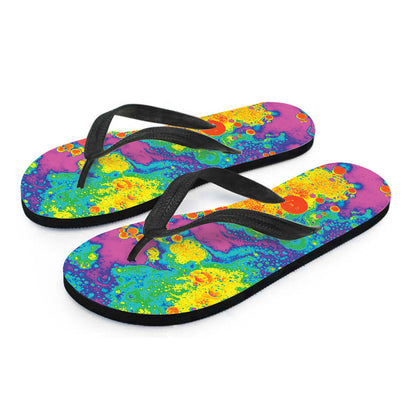Colorful Acid Melt Print Flip Flops