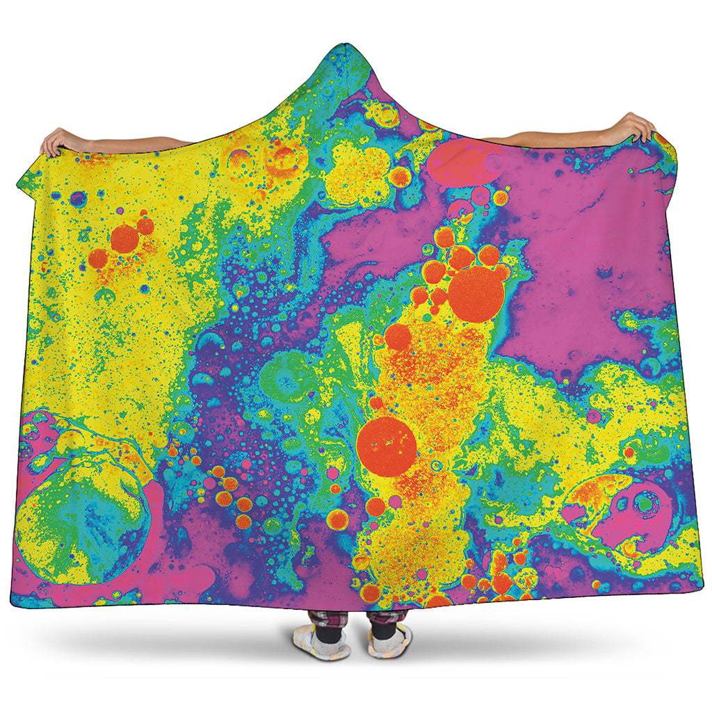 Colorful Acid Melt Print Hooded Blanket