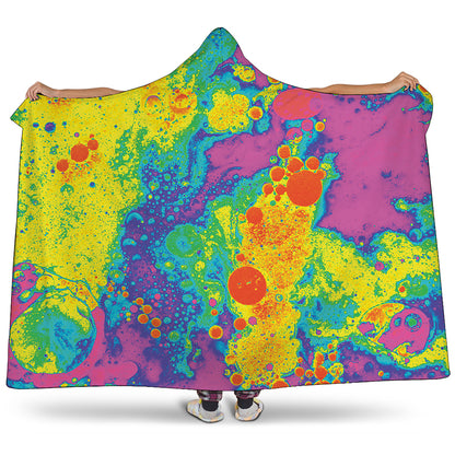Colorful Acid Melt Print Hooded Blanket