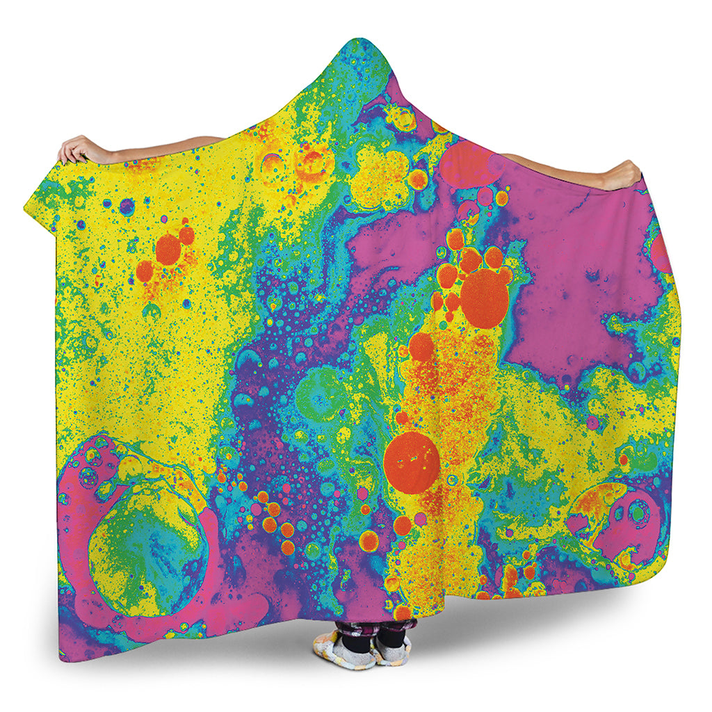 Colorful Acid Melt Print Hooded Blanket