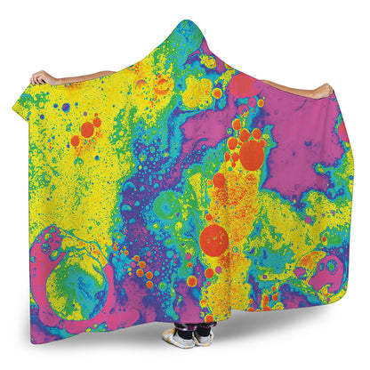 Colorful Acid Melt Print Hooded Blanket