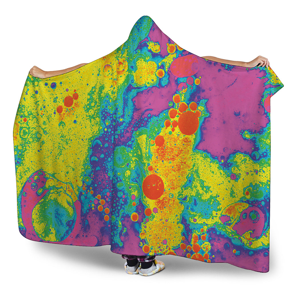 Colorful Acid Melt Print Hooded Blanket