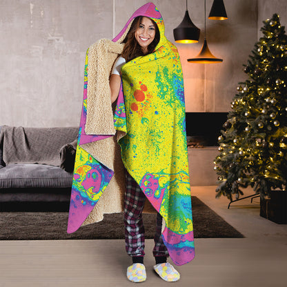 Colorful Acid Melt Print Hooded Blanket