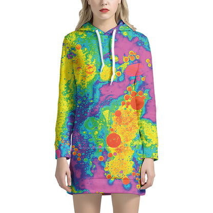 Colorful Acid Melt Print Hoodie Dress