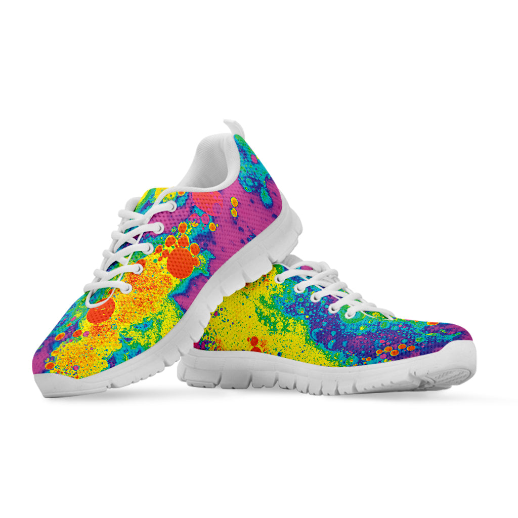 Colorful Acid Melt Print White Sneakers