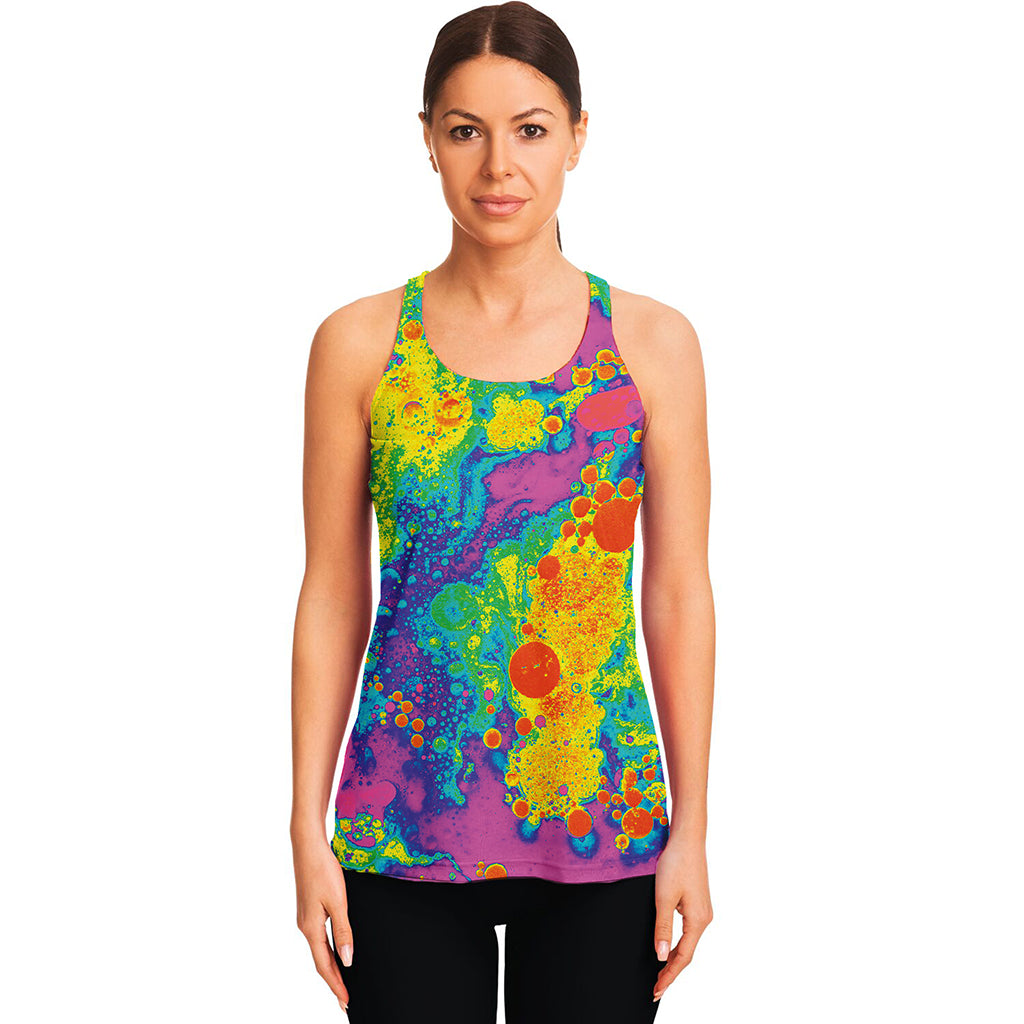 Colorful Acid Melt Print Women's Racerback Tank Top