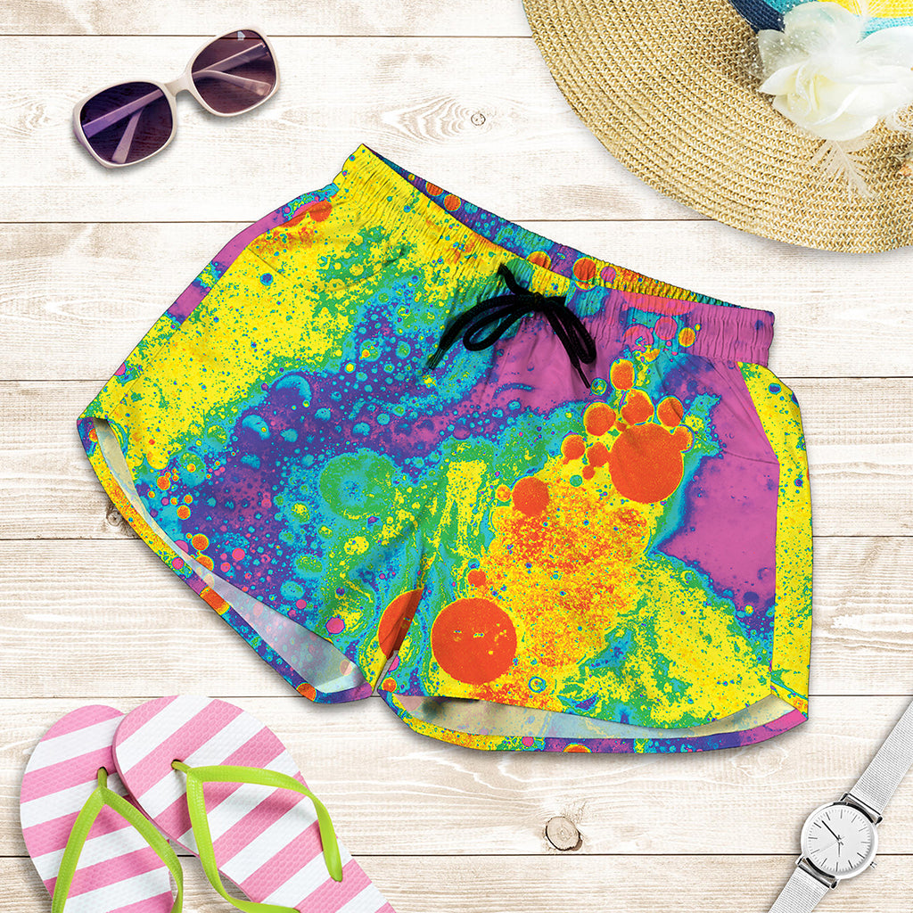 Colorful Acid Melt Print Women's Shorts