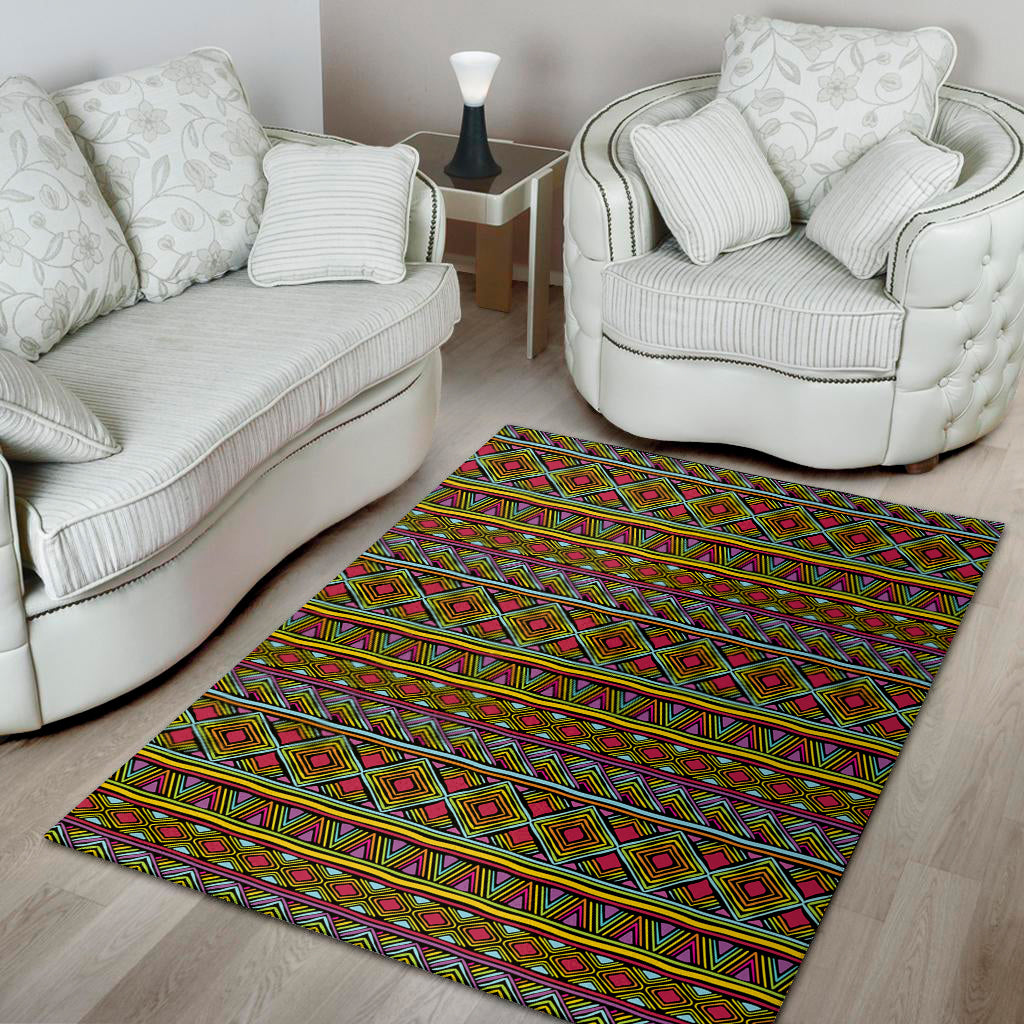 Colorful African Inspired Pattern Print Area Rug