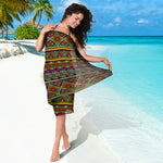Colorful African Inspired Pattern Print Beach Sarong Wrap