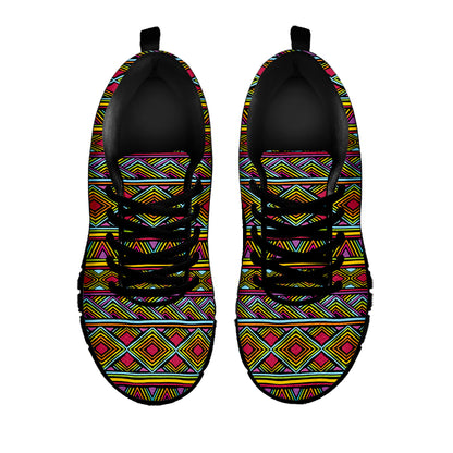 Colorful African Inspired Pattern Print Black Sneakers