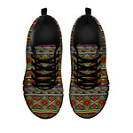Colorful African Inspired Pattern Print Black Sneakers