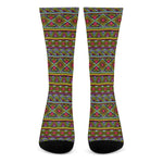 Colorful African Inspired Pattern Print Crew Socks