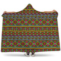 Colorful African Inspired Pattern Print Hooded Blanket