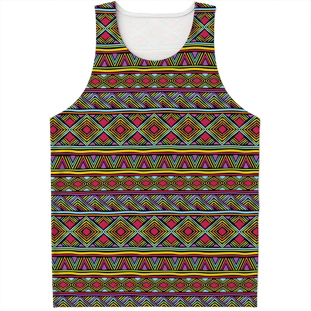 Colorful African Inspired Pattern Print Men's Tank Top