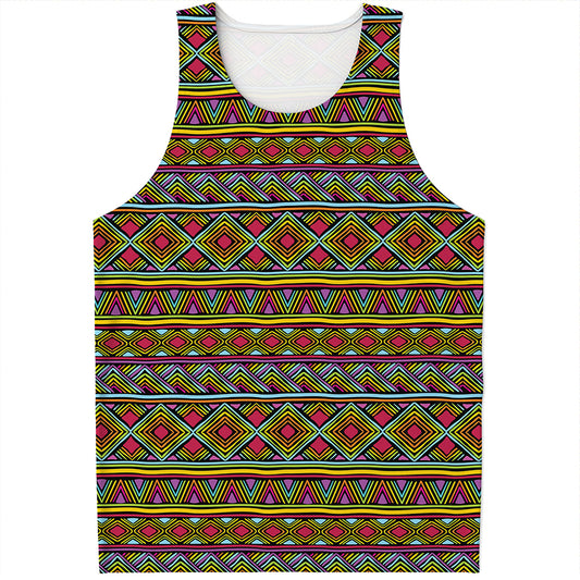 Colorful African Inspired Pattern Print Men's Tank Top