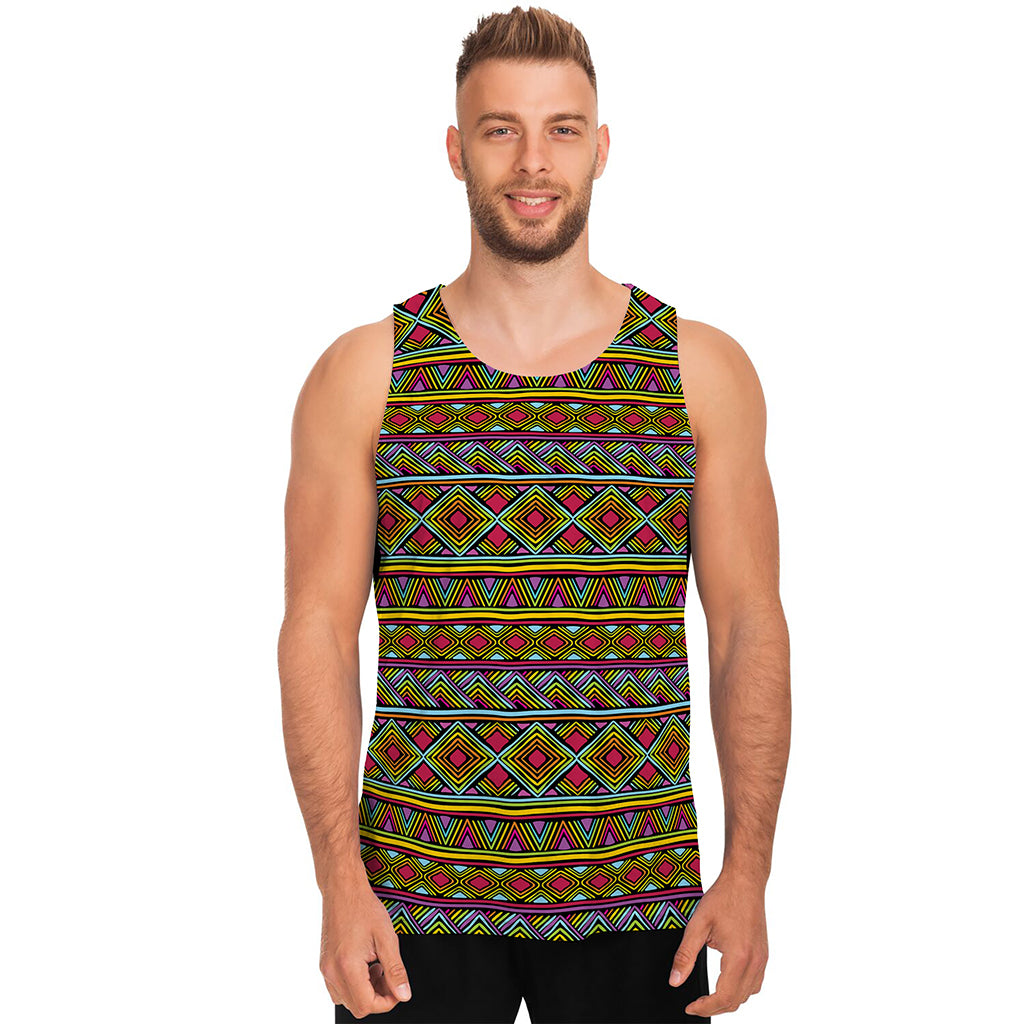 Colorful African Inspired Pattern Print Men's Tank Top