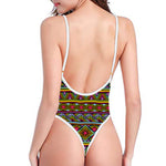 Colorful African Inspired Pattern Print One Piece High Cut Swimsuit