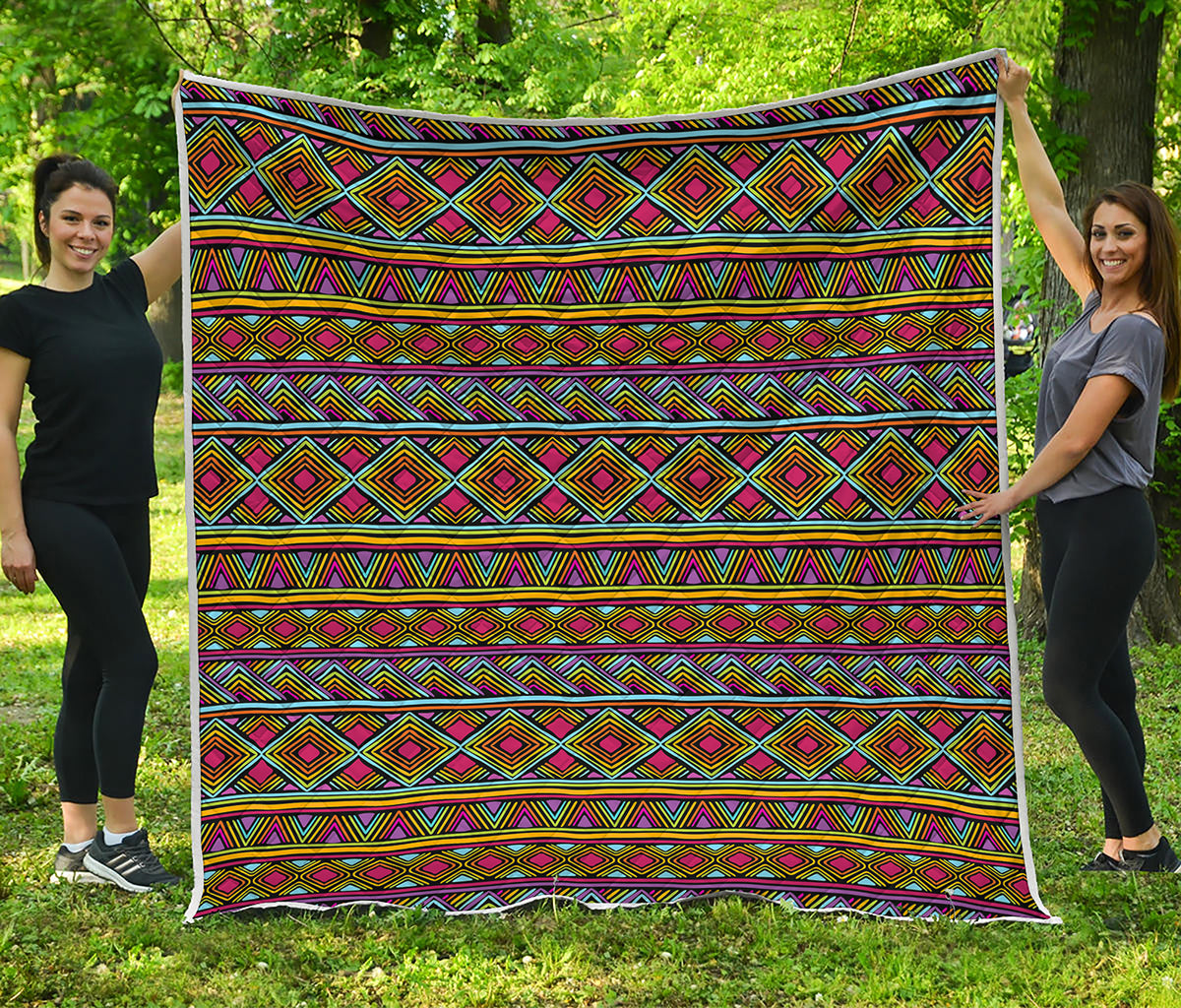 Colorful African Inspired Pattern Print Quilt