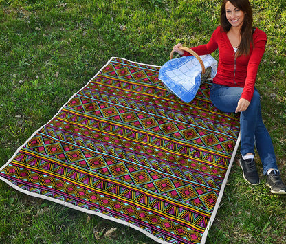 Colorful African Inspired Pattern Print Quilt