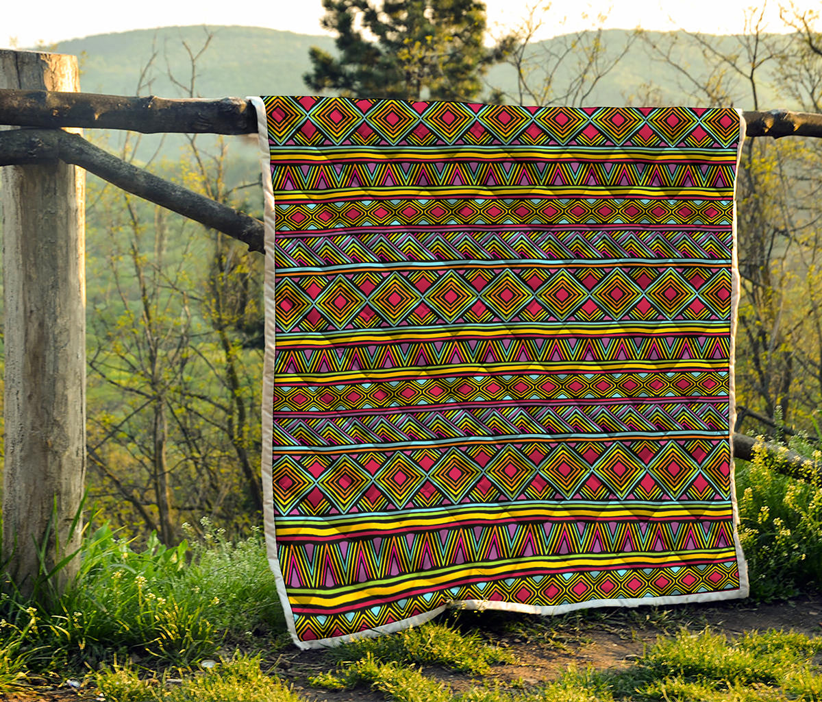 Colorful African Inspired Pattern Print Quilt