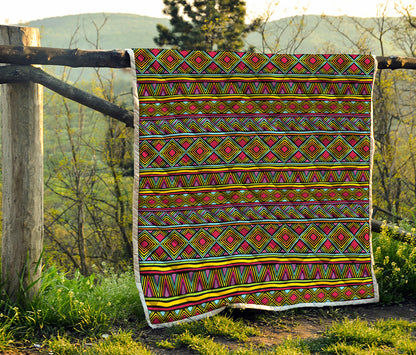 Colorful African Inspired Pattern Print Quilt