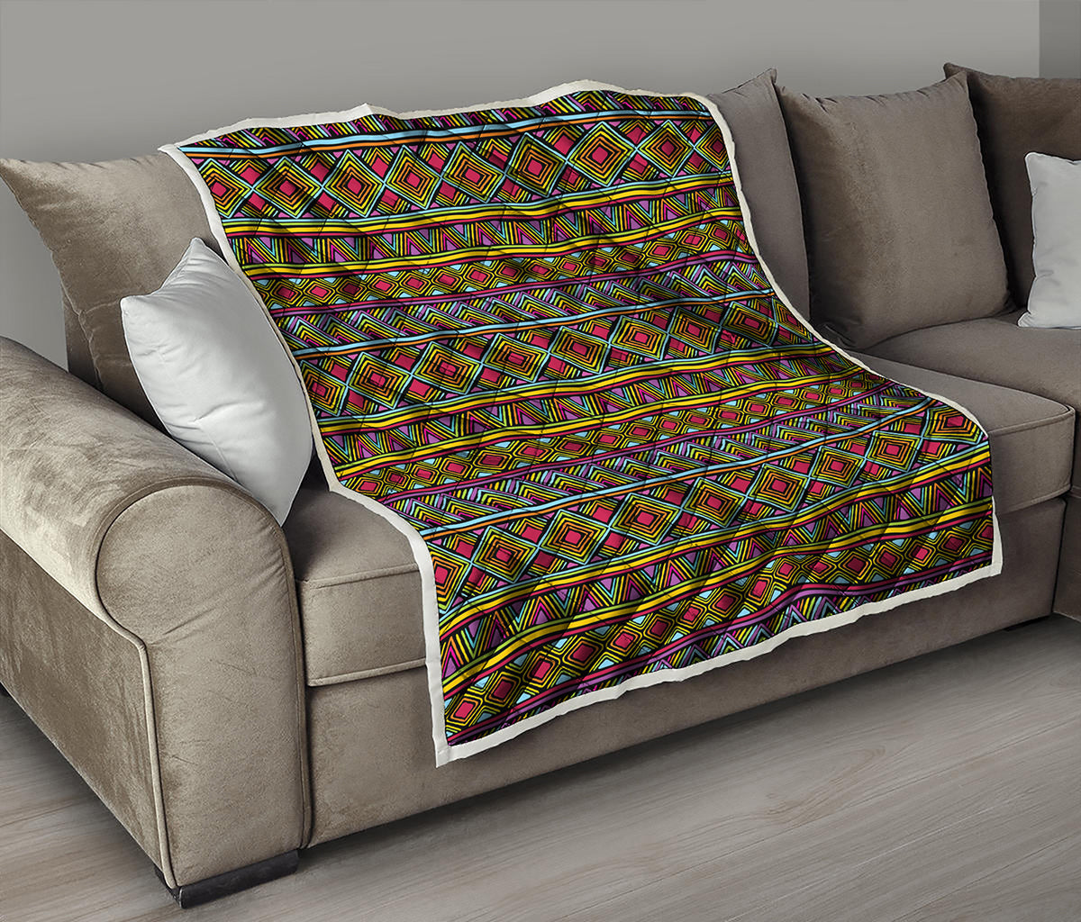 Colorful African Inspired Pattern Print Quilt