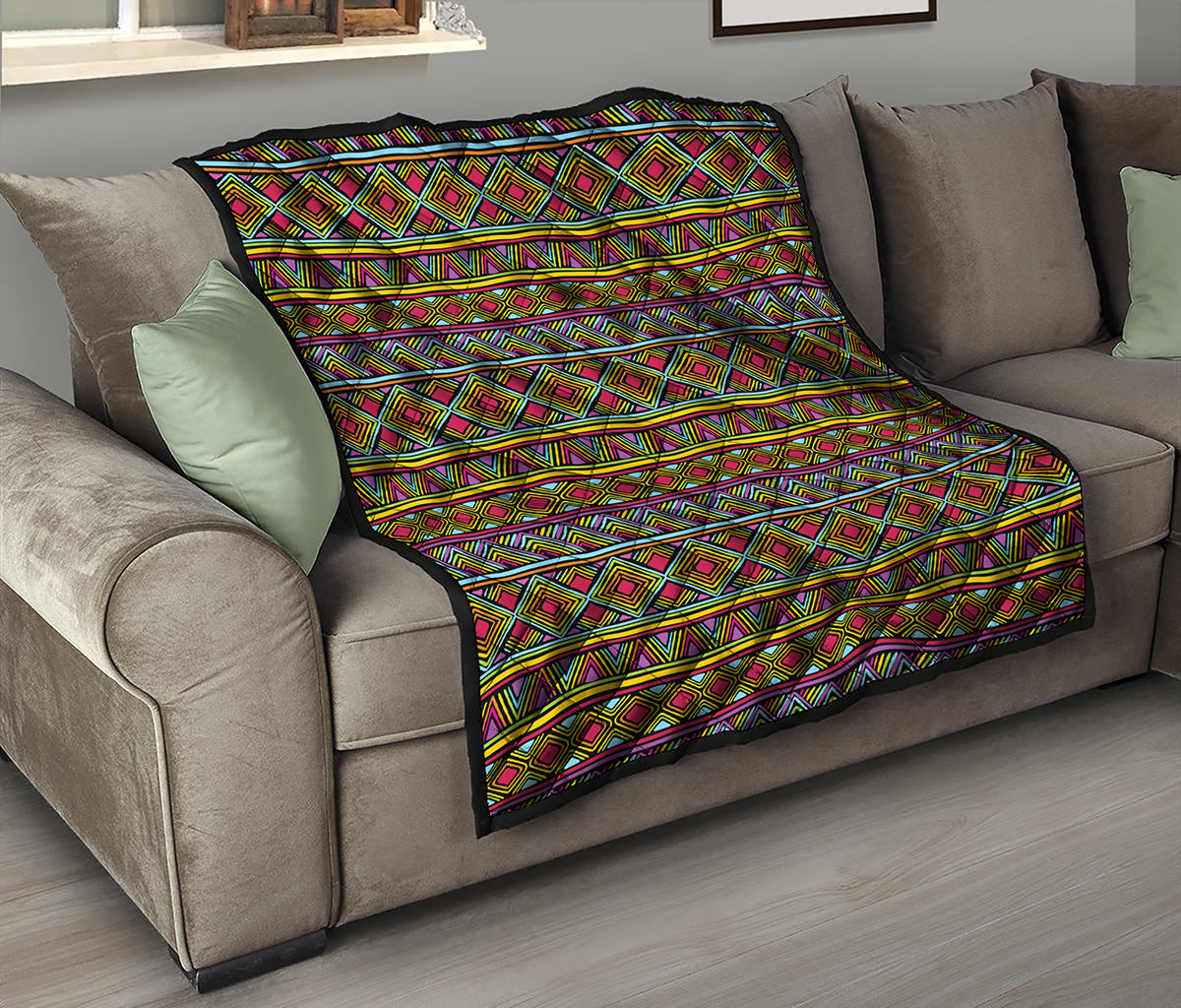 Colorful African Inspired Pattern Print Quilt