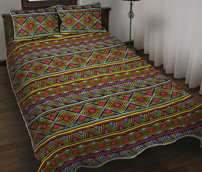 Colorful African Inspired Pattern Print Quilt Bed Set