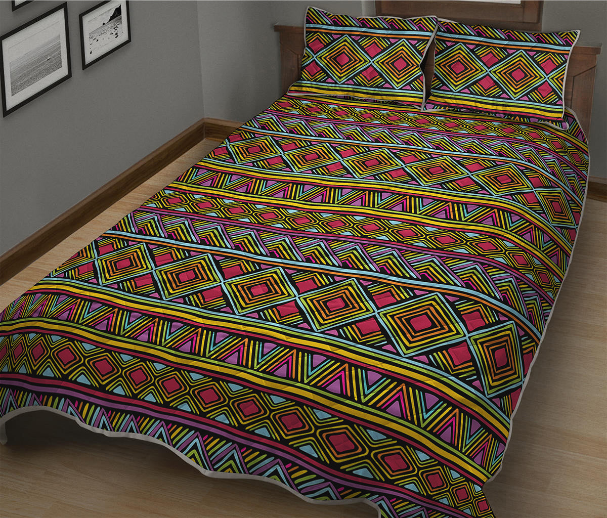 Colorful African Inspired Pattern Print Quilt Bed Set