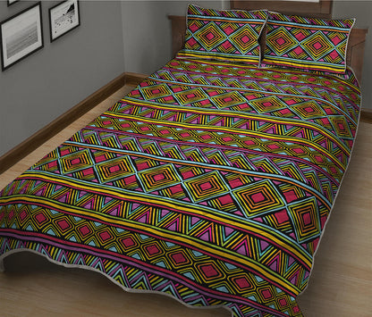 Colorful African Inspired Pattern Print Quilt Bed Set