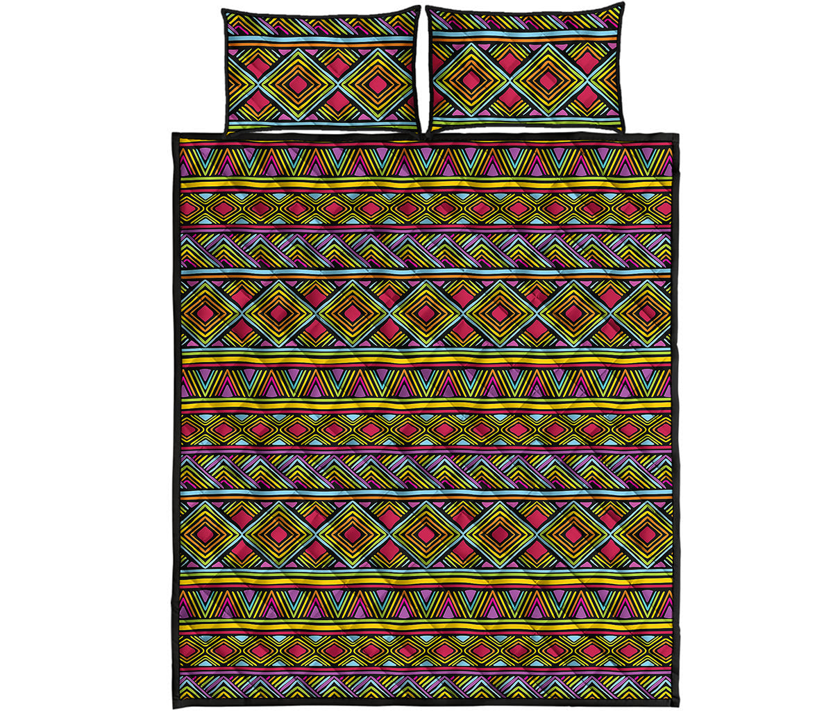 Colorful African Inspired Pattern Print Quilt Bed Set