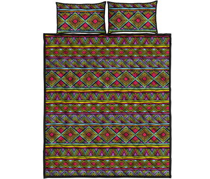 Colorful African Inspired Pattern Print Quilt Bed Set