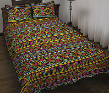 Colorful African Inspired Pattern Print Quilt Bed Set