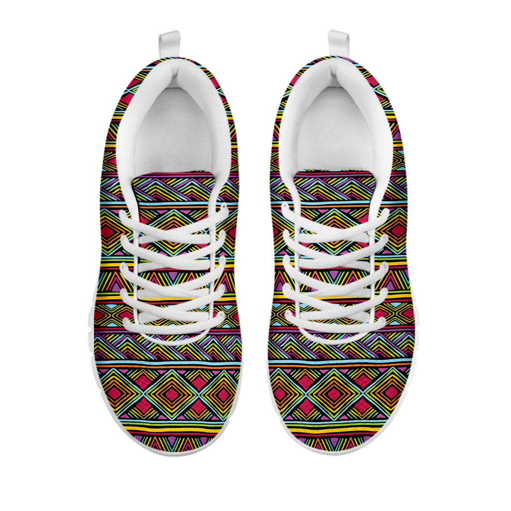 Colorful African Inspired Pattern Print White Sneakers