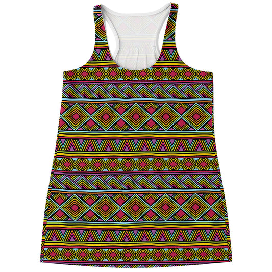 Colorful African Inspired Pattern Print Women's Racerback Tank Top