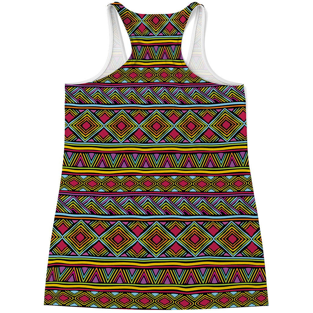 Colorful African Inspired Pattern Print Women's Racerback Tank Top