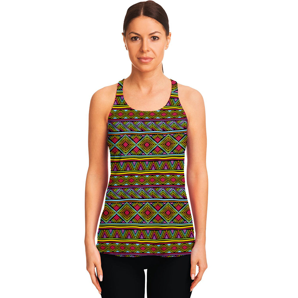 Colorful African Inspired Pattern Print Women's Racerback Tank Top