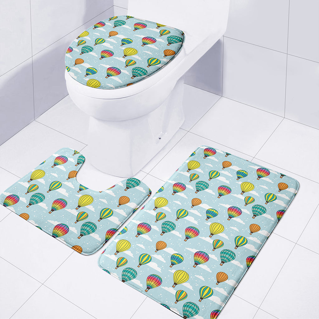 Colorful Air Balloon Pattern Print 3 Piece Bath Mat Set