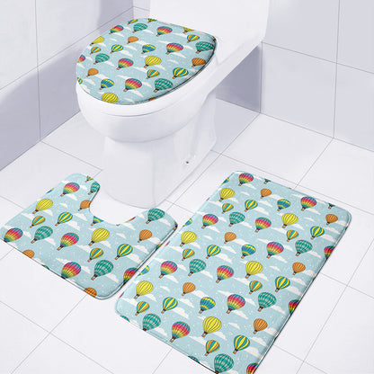 Colorful Air Balloon Pattern Print 3 Piece Bath Mat Set