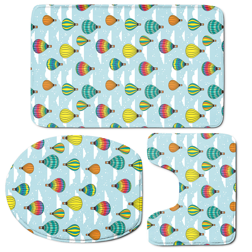 Colorful Air Balloon Pattern Print 3 Piece Bath Mat Set