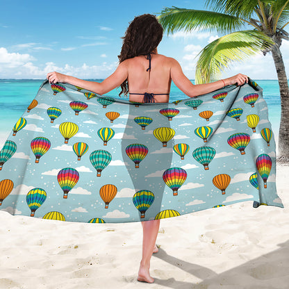 Colorful Air Balloon Pattern Print Beach Sarong Wrap