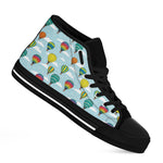 Colorful Air Balloon Pattern Print Black High Top Shoes