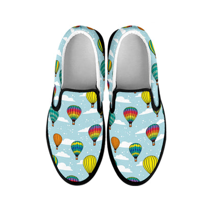Colorful Air Balloon Pattern Print Black Slip On Shoes