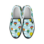 Colorful Air Balloon Pattern Print Black Slip On Shoes