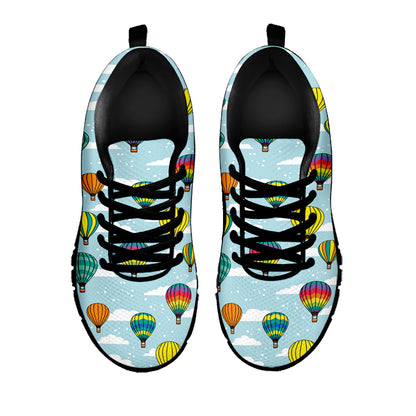 Colorful Air Balloon Pattern Print Black Sneakers