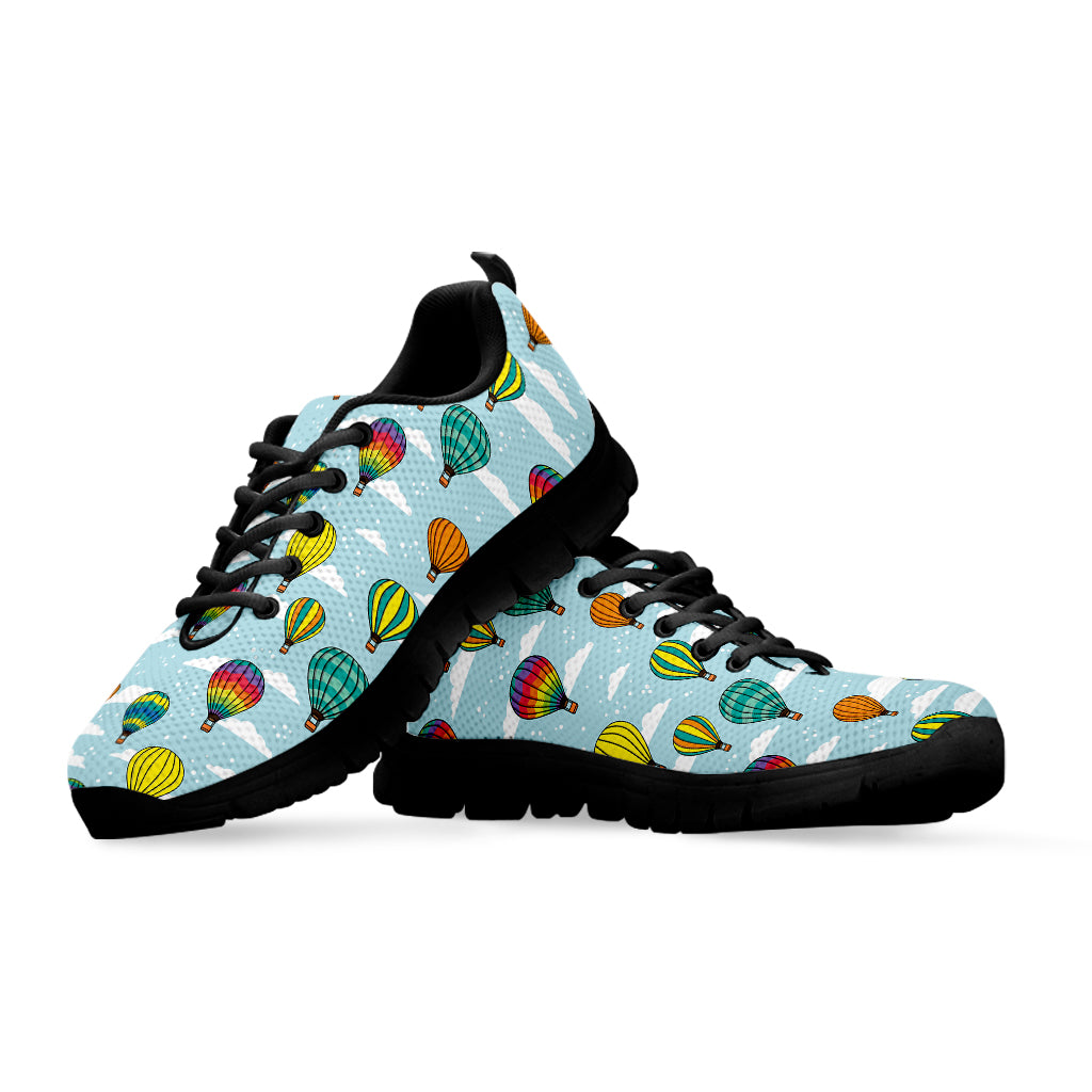 Colorful Air Balloon Pattern Print Black Sneakers
