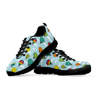 Colorful Air Balloon Pattern Print Black Sneakers