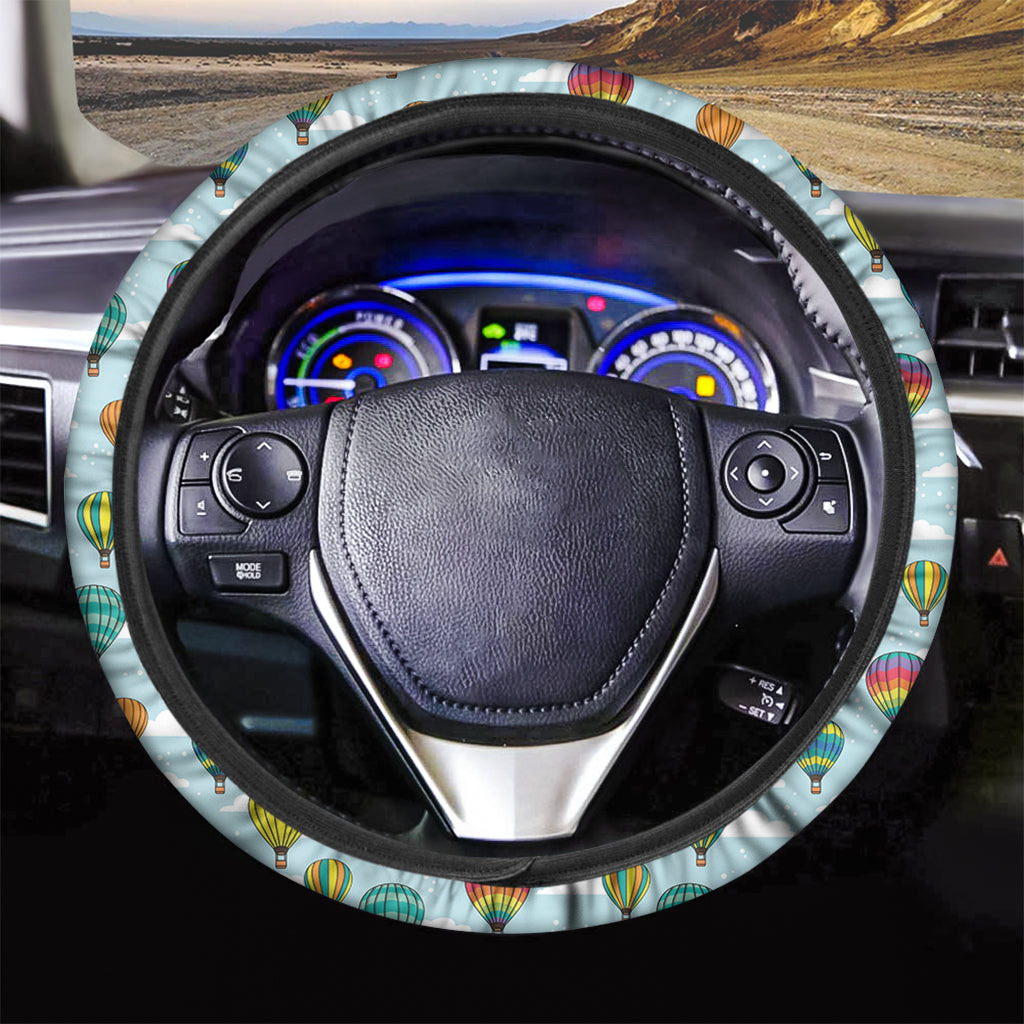 Colorful Air Balloon Pattern Print Car Steering Wheel Cover