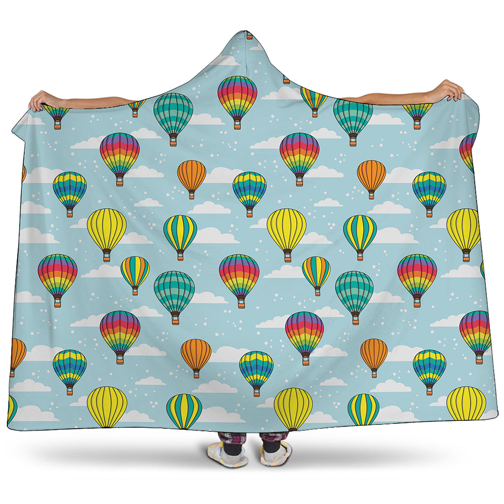Colorful Air Balloon Pattern Print Hooded Blanket