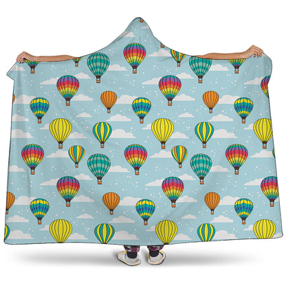 Colorful Air Balloon Pattern Print Hooded Blanket